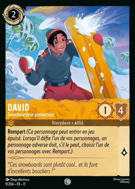 David - Snowboardeur protecteur, carte Disney Lorcana CH11-009 — extension Givresort