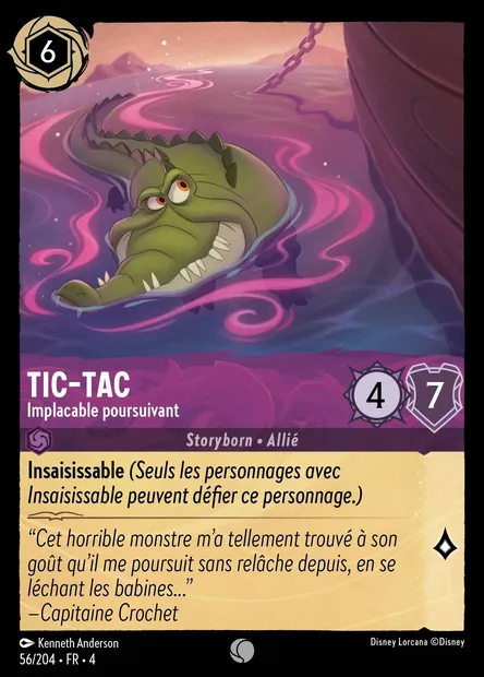 Tic-Tac - Implacable poursuivant, carte Disney Lorcana CH4-056 — extension Le Retour d'Ursula
