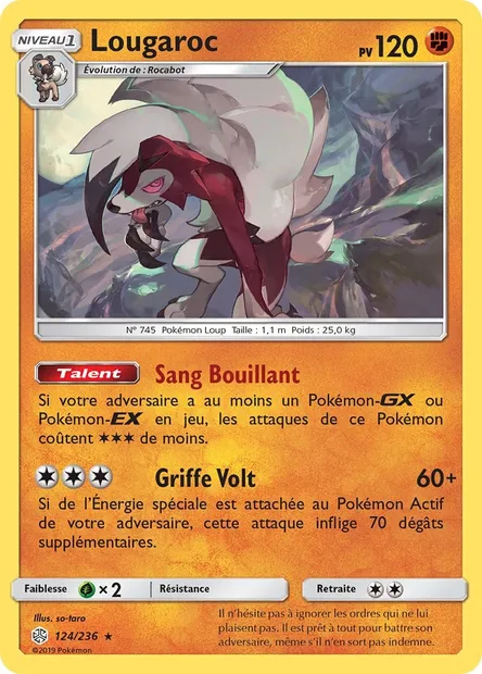 Lougaroc, carte Pokémon CEC 124 — extension Éclipse Cosmique