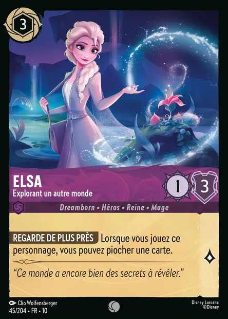 Elsa - Explorant un autre monde, carte Disney Lorcana CH10-045 — extension Lueurs dans les Profondeurs