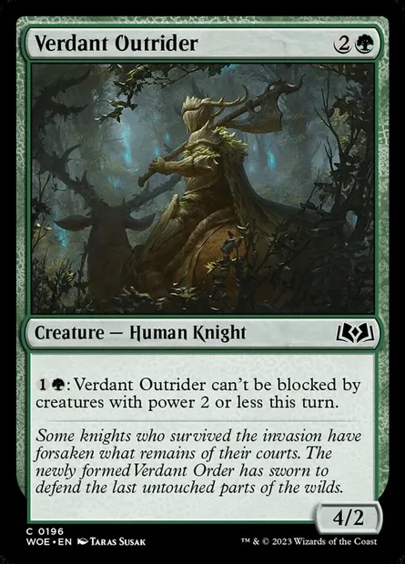 Verdant Outrider, Magic card WOE 196 — Wilds of Eldraine set