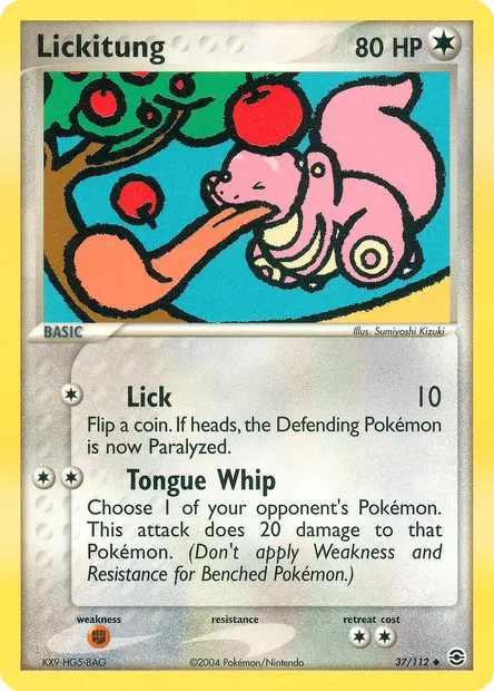 Lickitung, Pokémon card RG 37 — FireRed & LeafGreen set