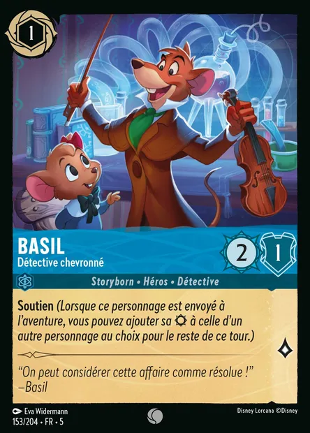 Basil - Détective chevronné, carte Disney Lorcana CH5-153 — extension Ciel Scintillant