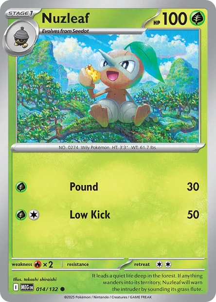 Nuzleaf, Pokémon card MEG 014 — Mega Evolution set