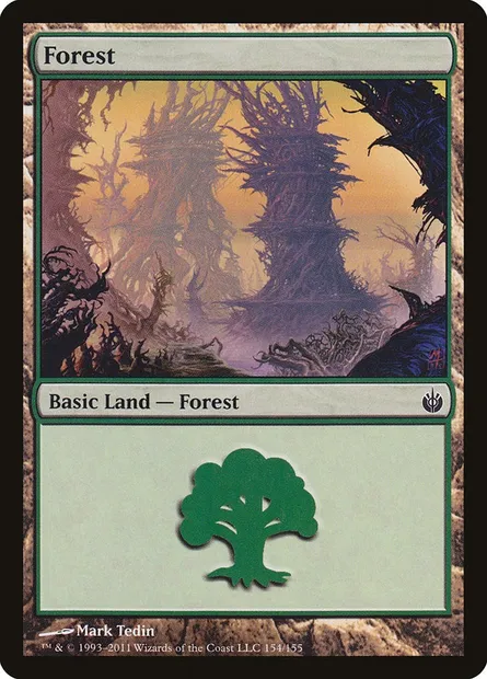 Forest, Magic card MBS 154 — Mirrodin Besieged set