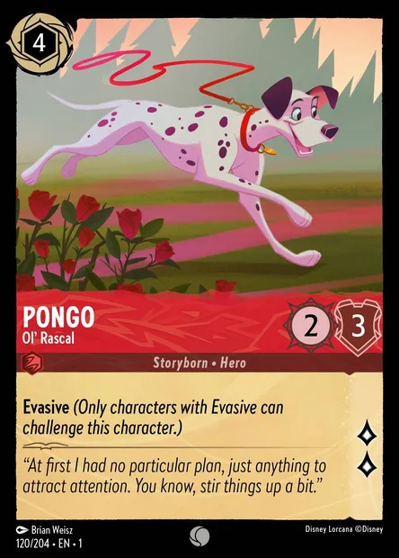 Pongo - Ol' Rascal, Disney Lorcana card CH1-120 — The First Chapter set