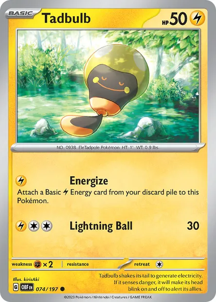 Tadbulb, Pokémon card OBF 074 — Obsidian Flames set