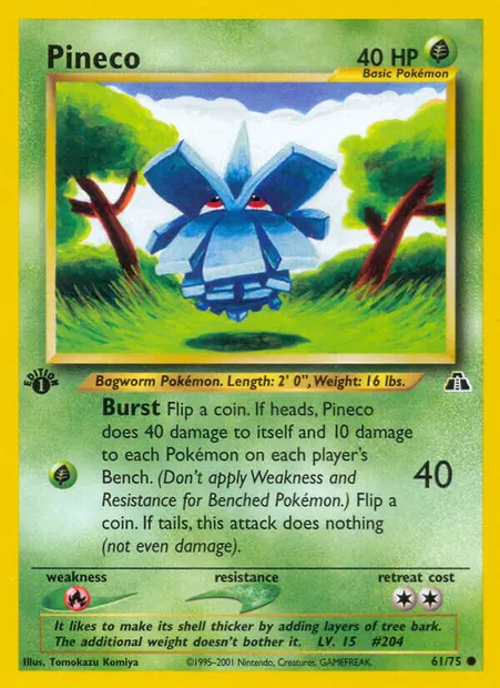 Pineco, Pokémon card ND 61 — Neo Discovery set