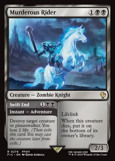 Murderous Rider // Swift End, Magic card FIC 279 — Final Fantasy Commander set