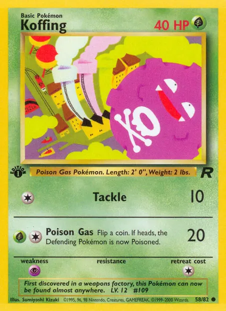 Koffing, Pokémon card TR 58 — Team Rocket set