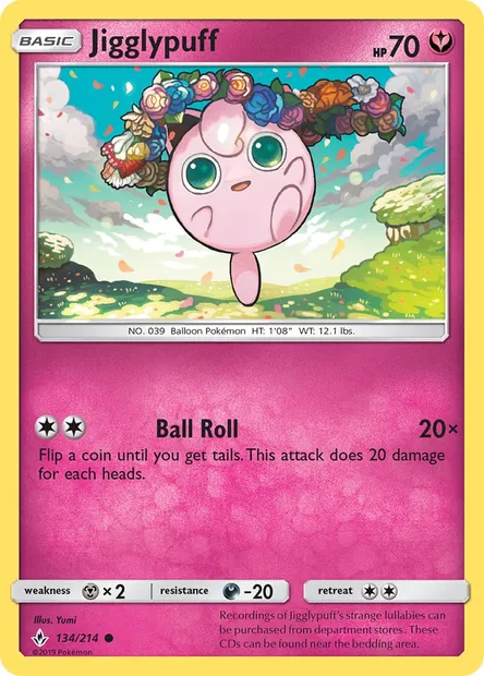 Jigglypuff, Pokémon card UNB 134 — Unbroken Bonds set