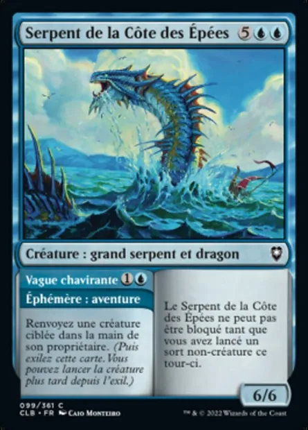 Serpent de la Côte des Épées // Vague chavirante, carte Magic CLB 99 — extension Commander Légendes : la bataille de la Porte de Baldur