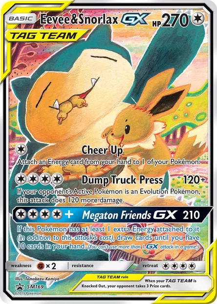 Évoli et Ronflex GX, carte Pokémon SM 169 — extension Promo SM