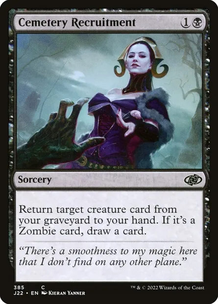 Cemetery Recruitment, Magic card J22 385 — Jumpstart 2022 set