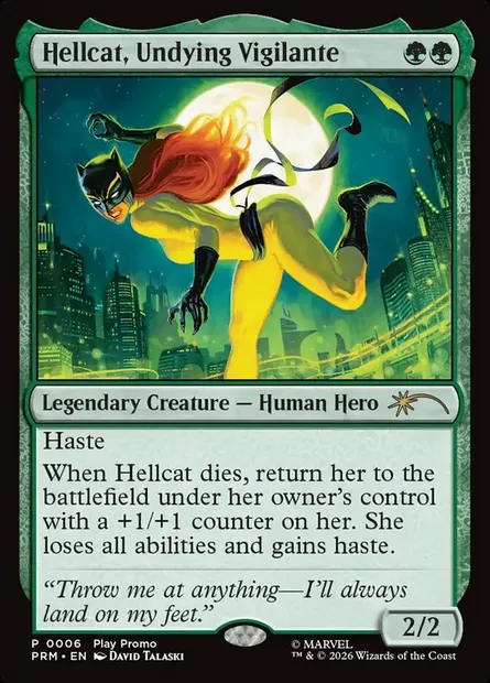 Hellcat, Undying Vigilante, Magic card PW26 13 — Wizards Play Network 2026 set