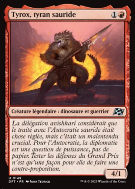 Tyrox, tyran sauride, carte Magic DFT 149 — extension Aetherdrift