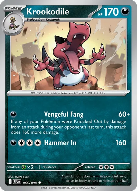 Krookodile, Pokémon card PFL 066 — Phantasmal Flames set
