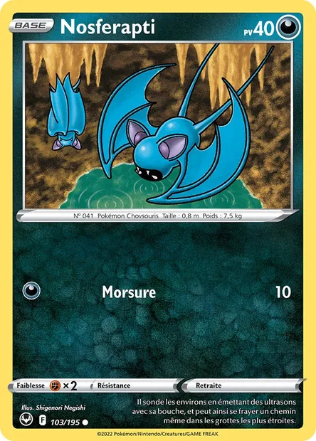 Nosferapti, carte Pokémon SIT 103 — extension Tempête Argentée