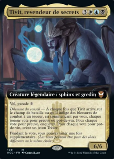 Tivit, revendeur de secrets, carte Magic NCC 109 — extension New Capenna Commander