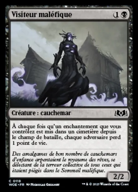 Visiteur maléfique, carte Magic WOE 118 — extension Wilds of Eldraine