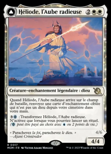 Héliode, l'Aube radieuse // Héliode, l'Éclipse déformée, carte Magic MOM 17 — extension L'invasion des machines