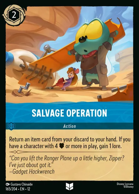 Salvage Operation, Disney Lorcana card CH12-165 — Wilds Unknown set