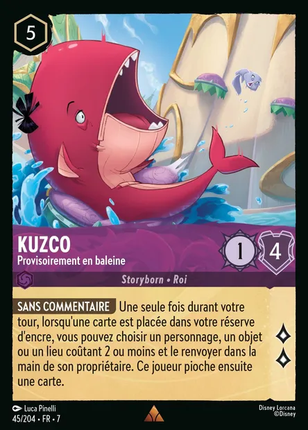 Kuzco - Provisoirement en baleine, carte Disney Lorcana CH7-045 — extension L'île d'Archazia
