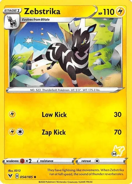 Zebstrika, Pokémon card BA22 054-34 — Battle Academy 2022 set