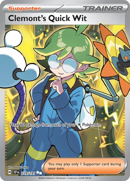 Clemont's Quick Wit, Pokémon card SSP 229 — Surging Sparks set