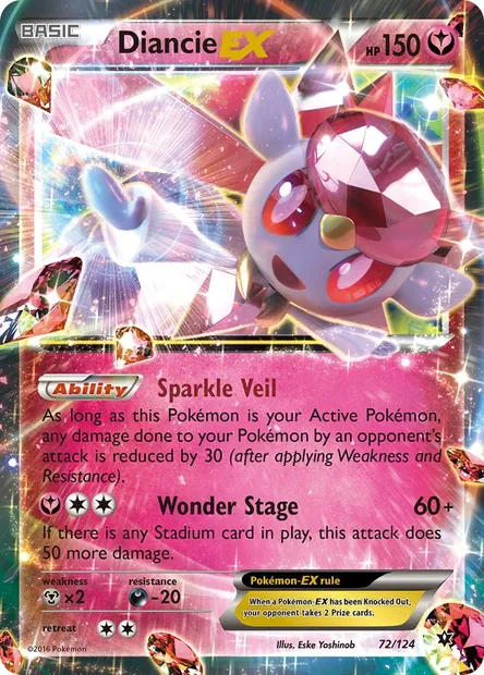 Diancie EX, Pokémon card FCO 72 — Fates Collide set