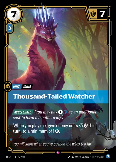 Thousand-Tailed Watcher, carte Riftbound OGN 116 — extension Origins