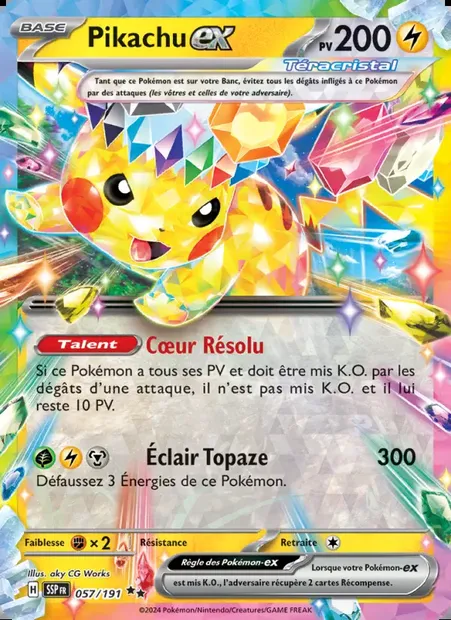 Pikachu-ex, carte Pokémon SSP 057 — extension Étincelles Déferlantes