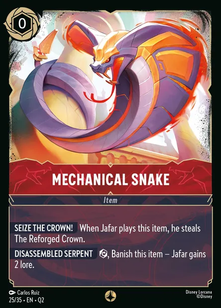 Mechanical Snake, Disney Lorcana card Q2-025 — Illumineer's Quest: Palace Heist set