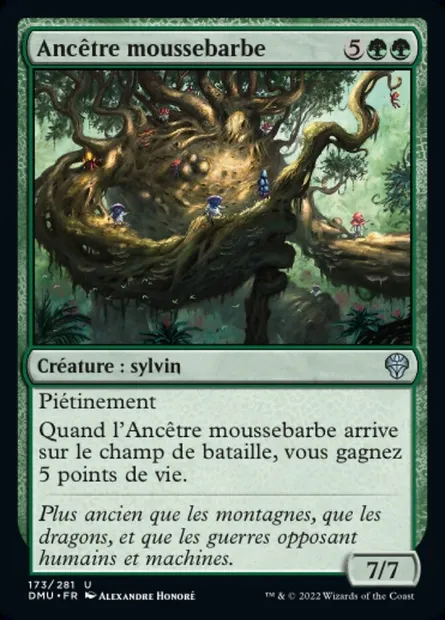 Ancêtre moussebarbe, carte Magic DMU 173 — extension Dominaria Uni