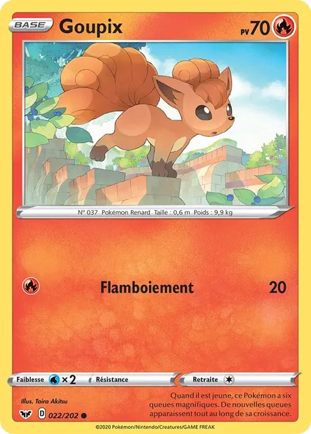 Goupix, carte Pokémon SSH 22 — extension Épée et Bouclier