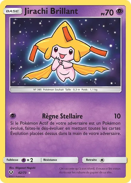 Jirachi Brillant, carte Pokémon SLG 42 — extension Légendes Brillantes