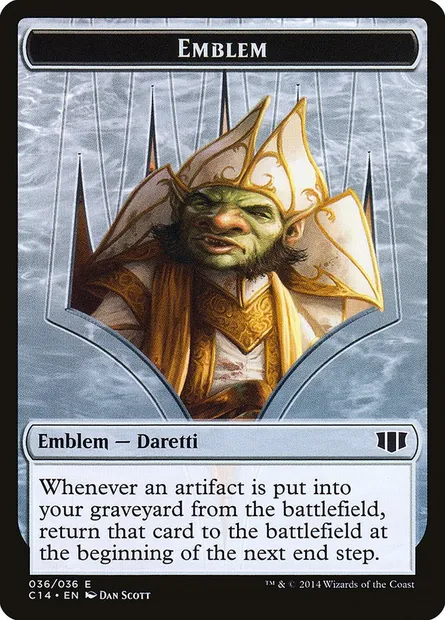 Daretti, Scrap Savant Emblem, carte Magic TC14 36 — extension Commander 2014 Tokens