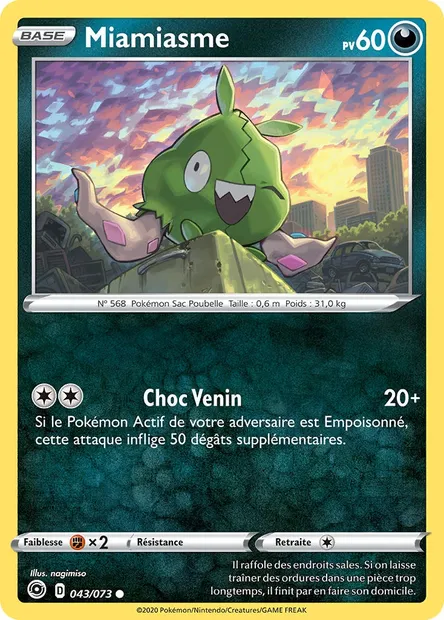 Miamiasme, carte Pokémon CPA 43 — extension La Voie du Maître