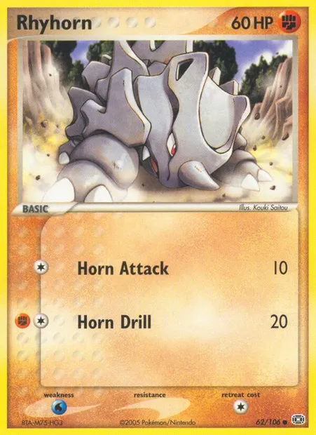 Rhyhorn, Pokémon card EM 62 — Emerald set
