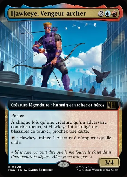 Hawkeye, Vengeur archer, carte Magic MSC 405 — extension Marvel Super Heroes Commander