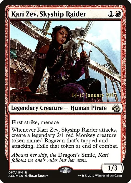 Kari Zev, Skyship Raider, Magic card PAER 87s — Aether Revolt Promos set