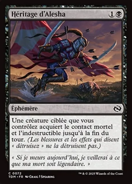 Héritage d'Alesha, carte Magic TDM 72 — extension Tarkir: Dragonstorm