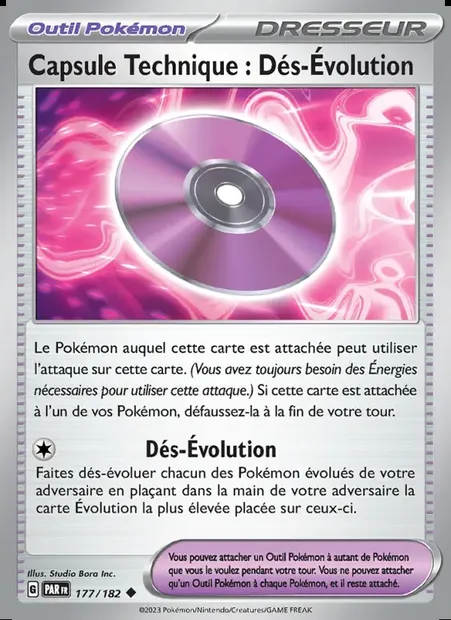 Capsule Technique : Dés-Évolution, carte Pokémon PAR 177 — extension Faille Paradoxe