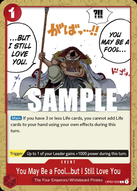 You May Be a Fool...but I Still Love You, carte One Piece OP02-023 — extension PARAMOUNT WAR
