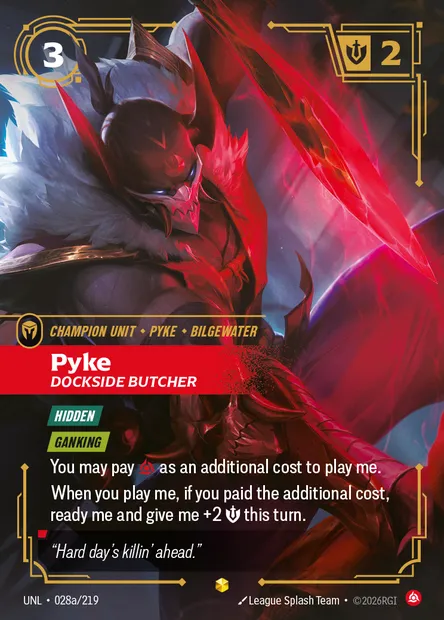 Pyke, Riftbound card UNL 028a — Unleashed set