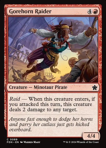 Gorehorn Raider, Magic card FDN 89 — Foundations set