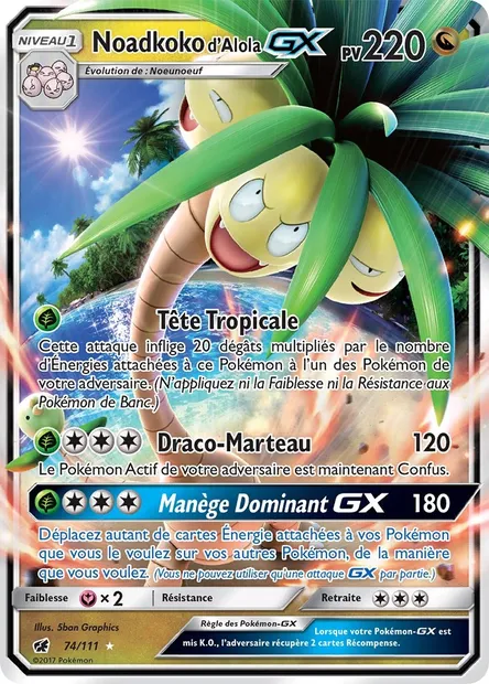 Noadkoko d’Alola GX, carte Pokémon CIN 74 — extension Invasion Carmin
