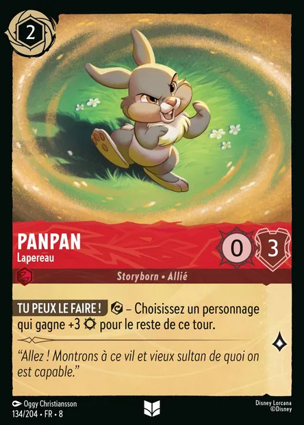 Panpan - Lapereau, carte Disney Lorcana CH8-134 — extension Le Règne de Jafar