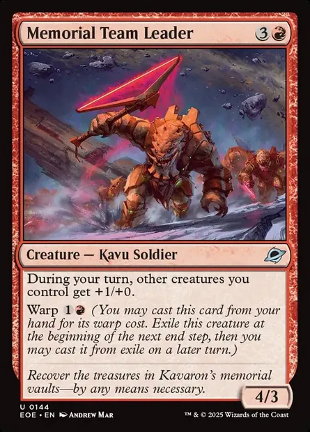 Memorial Team Leader, Magic card EOE 144 — Edge of Eternities set