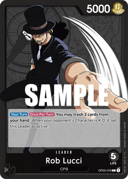 Rob Lucci, One Piece card OP03-076 — PILLARS OF STRENGTH set